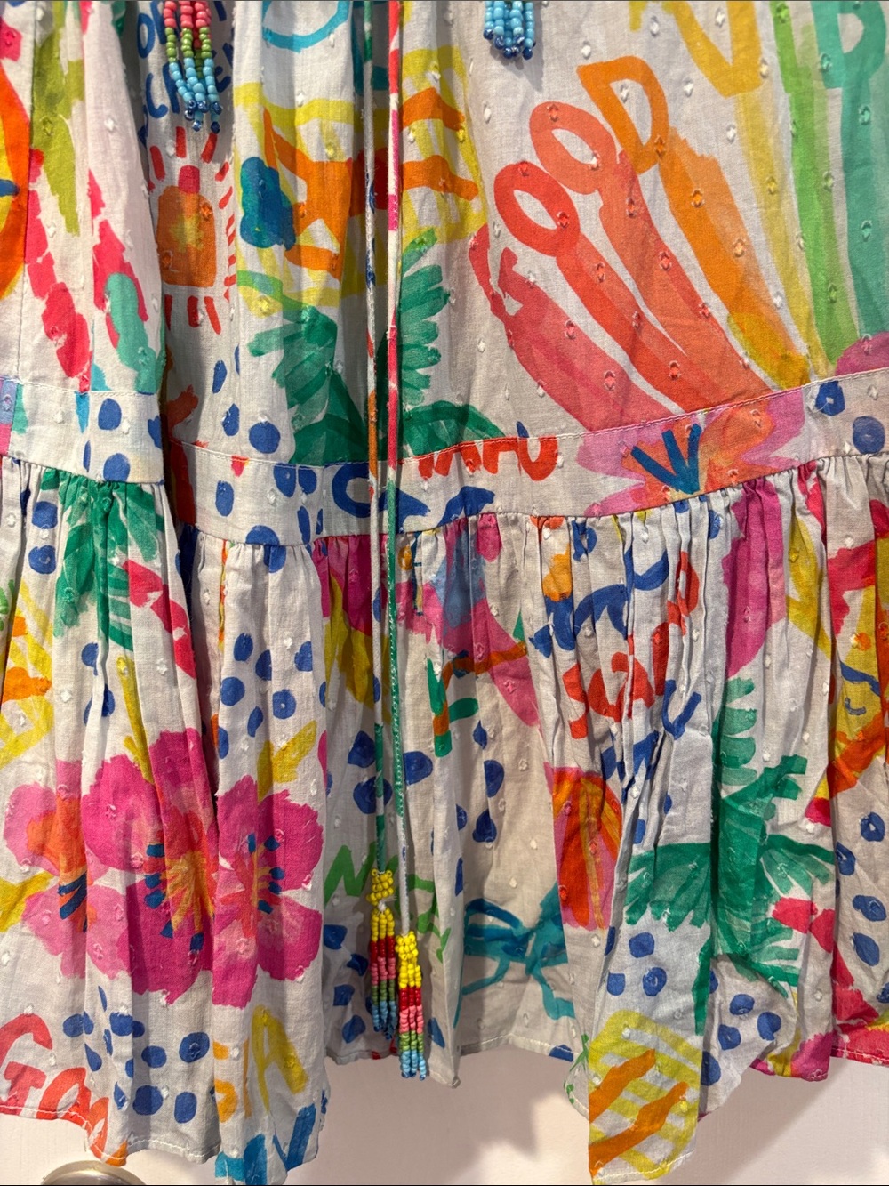 Farm Rio Women’s Medium Good Vibes Mini Dress 100% Cotton Summer Anthropologie - Picture 4 of 13